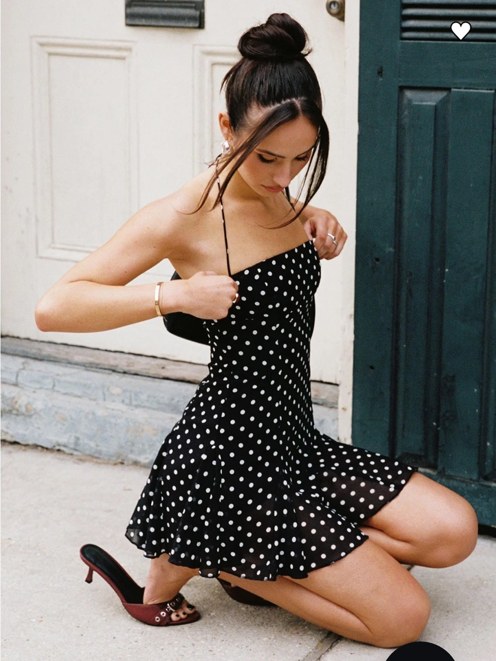Princess Polly black with white polka dot mini dress